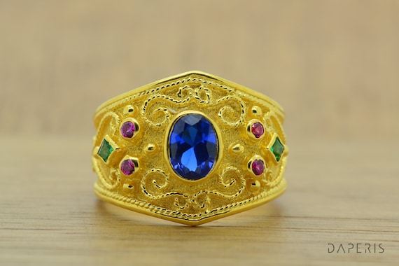 Vintage Style Gemstone Ring Mothers Stone Ring Mother Ring,Antique Rings Antique Style Rings Byzantine Etruscan Greek Jewelry Emeralds