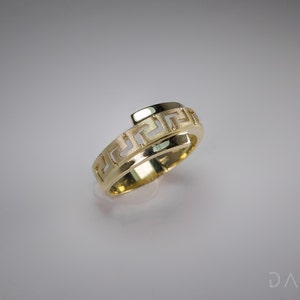Offset Ring, Greek Key Ring 14K Solid Gold Grecian Ring Greek Meander Ring Gift Gold Key Ring Greek Meander Greek Jewelry Yellow Gold