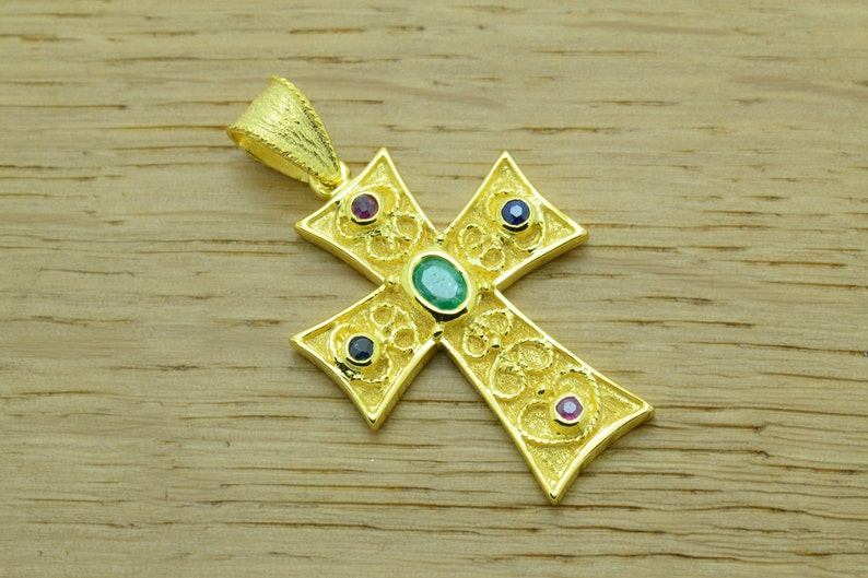 Greek Cross Gold Greek Orthodox Baptism Cross 14K Solid Gold - Etsy