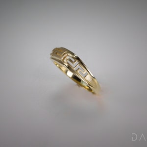 Simple Solid Gold Ring, Greek Key Band 14K Solid Yellow Gold Ring Greek Jewelry Roman Greek Art High Quality Jewelry Hellenic Gold Ring