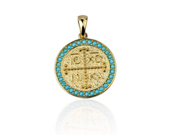 Turquoise Pendant Gold Christian 