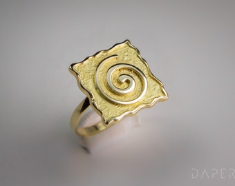 Greek Spiral  Ring 14K solid gold-High Quality Handmade product, Ancient Greek Ring, High Quality Gold Ring
