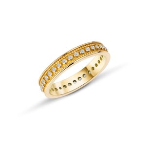 4mm Diamond Eternity Band, Diamond Pave Ring, Byzantine Diamond Ring, Diamond  Solid Gold Ring, Greek Ring, Greek Diamond Ring