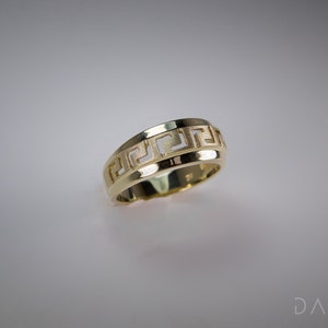 Greek Key Band 14K Solid Yellow Gold Ring Greek Jewelry Roman Greek Art High Quality Handmade Jewelry Labyrinth Symbol Meander luxury Ring