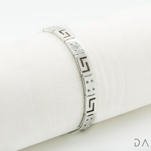 Womens Greek key Bracelet Meander Bracelet Greek Bracelet Greek Jewelry 925 Solid Sterling Silver Cubic Zirconia Bracelet, Fashion Bracelet