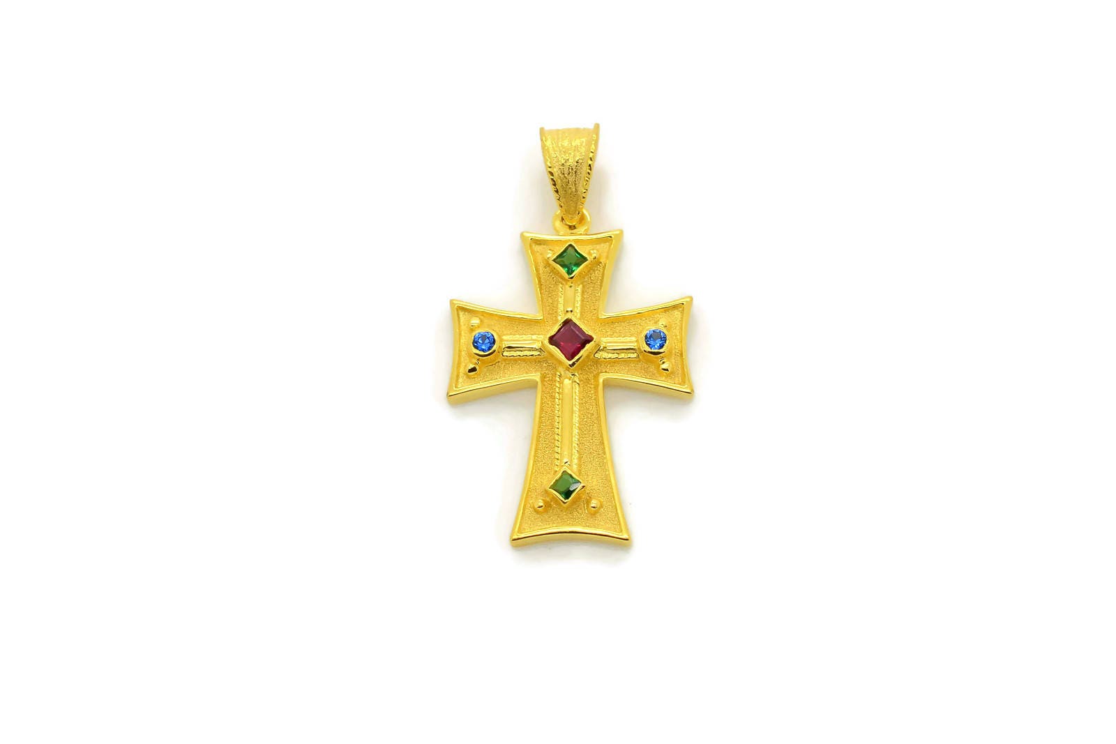 Greek Cross Multi Stone Cross Orthodox 