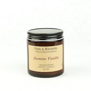 Jasmine Vanilla Soy Candle Floral Candle Vanilla Candle Housewarming Gift Mother's Day Gift image 3