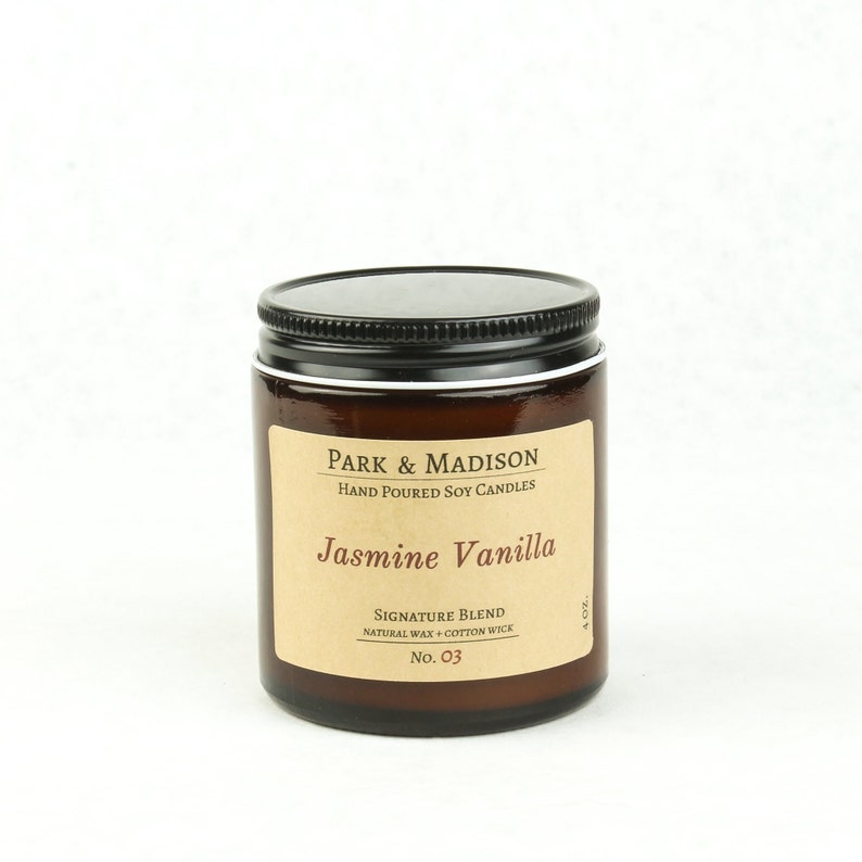 Jasmine Vanilla Soy Candle Floral Candle Vanilla Candle Housewarming Gift Mother's Day Gift image 3