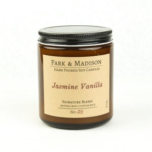 Jasmine Vanilla Soy Candle Floral Candle Vanilla Candle Housewarming Gift Mother's Day Gift image 2