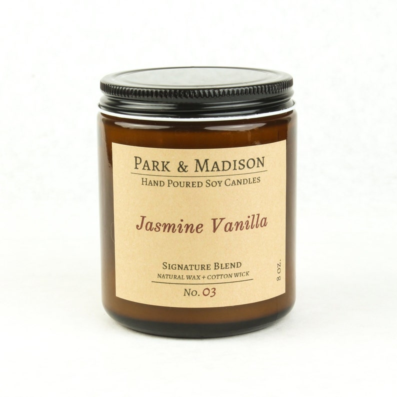 Jasmine Vanilla Soy Candle Floral Candle Vanilla Candle Housewarming Gift Mother's Day Gift image 2