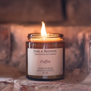 Kaffee Duftkerze: Frisch gebrühtes Aroma, Bernsteinglas