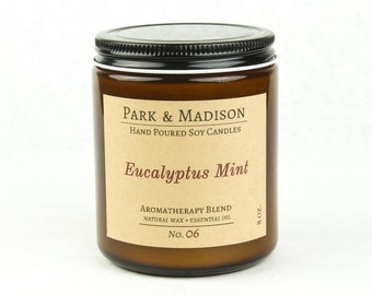 Eucalyptus Mint Soy Candle: Aromatherapy Essential Oil Blend