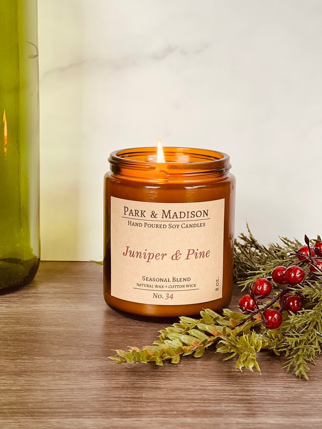 Vela Artesanal De Romero Y Salvia Con Cera De Soja 100% Natural, 3 Mechas, 90 Horas De Aroma A Pino Y Eucalipto Para Relajación Y Decoración Del Hogar