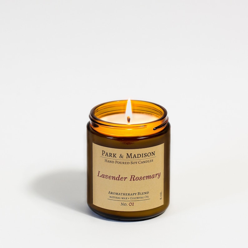 Lavender Rosemary Soy Candle: Aromatherapy Essential Oil Blend