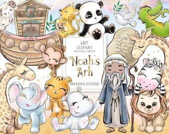 Hand drawn Noah's Ark Clipart, Noah, Cute Animals Clipart,  Religious Illustrations, Bible Clipart, Bible Characters, Christian Clipart