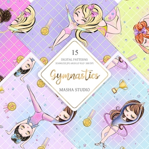 Gymnastics Digital Papers, Gymnastics Patterns, Gymnast Digital Paper ...