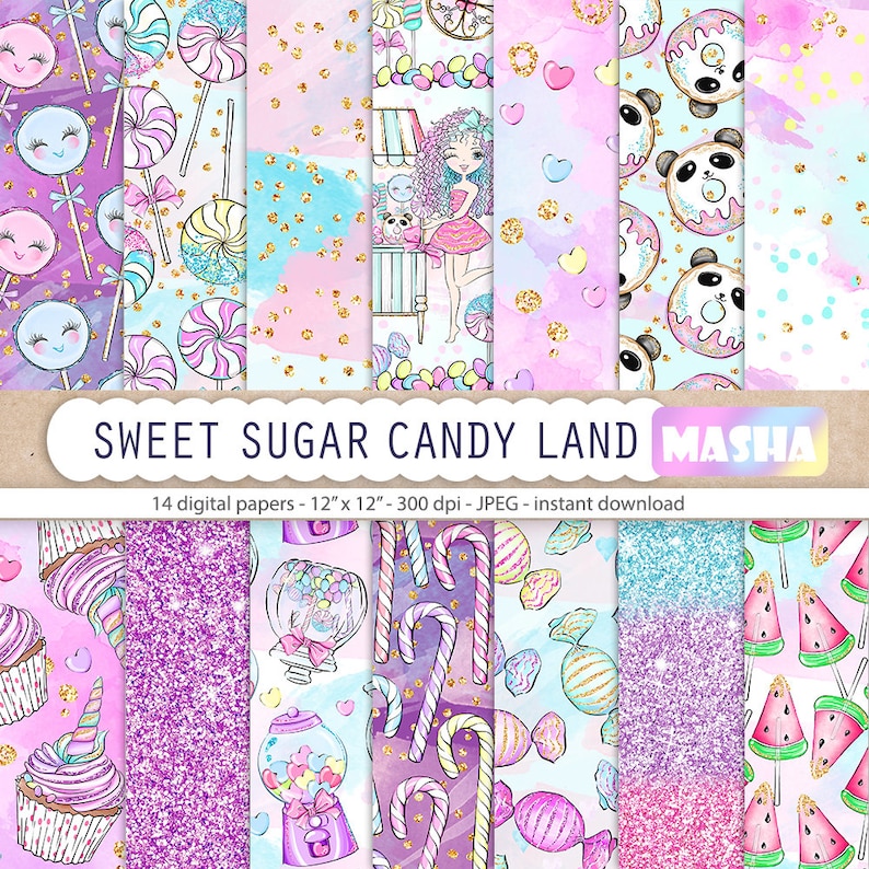 Sweet Sugar Candy Land Digital Papers Candy Digital Papers Candy Girl ...