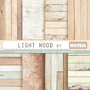 Light wood digital paper: " WOOD DIGITAL PAPER" rustic wood texture, distressed wood, light wood, natural wood, digital wood background