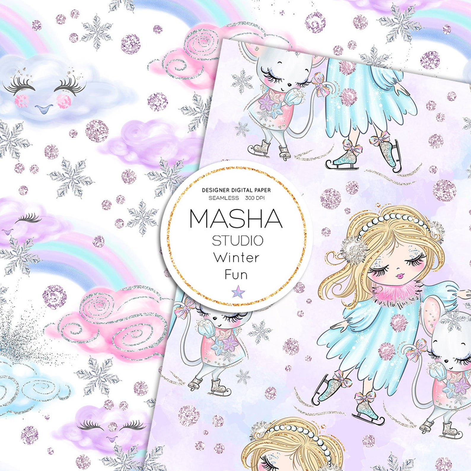 Winter Fun Digital Papers, Winter Digital Paper, Panda Pattern, Owl ...