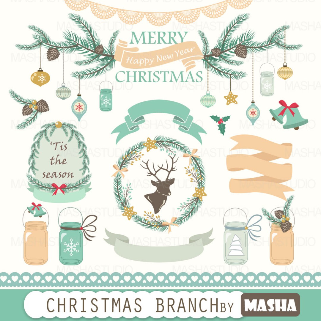 Christmas Clipart: christmas Branch With Pine Tree Branch Clipart