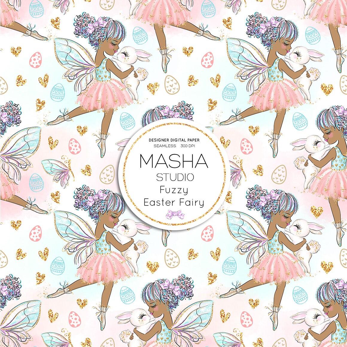 FUZZY EASTER FAIRY Digital Paper, Easter Digital Paper, Easter Pattern ...