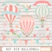 Hot air balloons clip art: 'Hot Air Balloon Clipart' for wedding invitations, save the date cards, baby showers, birthday parties, scrapbook 