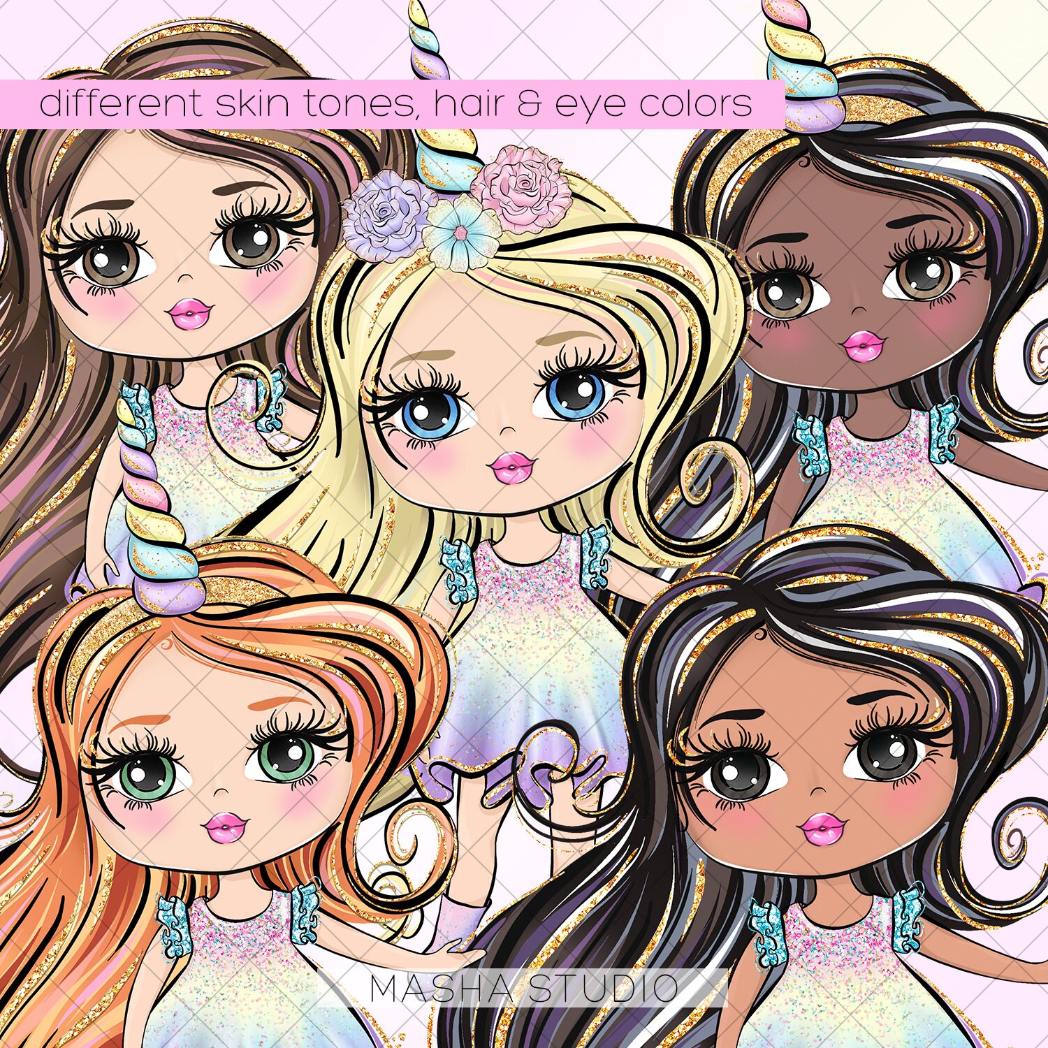 Unicorn Girl Clipart Unicorn Corn Clipart Unicorn Clipart - Etsy
