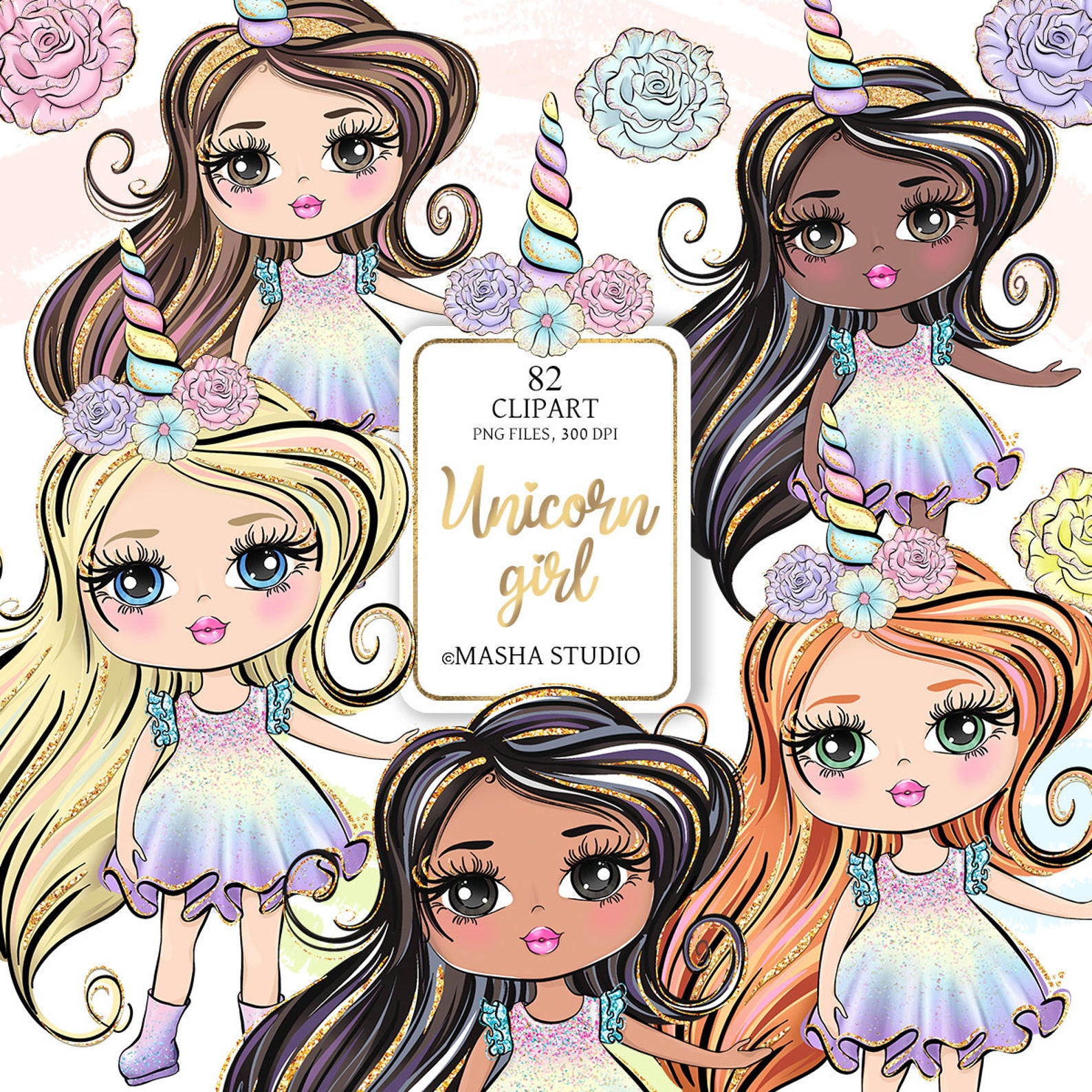 Unicorn Girl Clipart Unicorn Corn Clipart Unicorn Clipart - Etsy