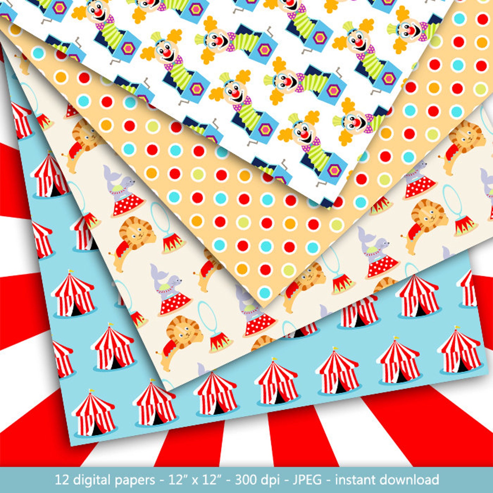 Circus Papers circus DIGITAL Paper With Circus Etsy