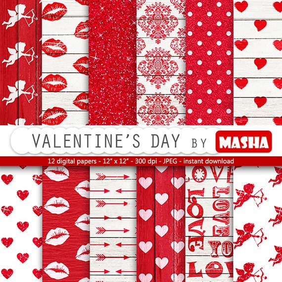 Valentine Paper Pack Instant Download, Pink Digital Paper Printable ...