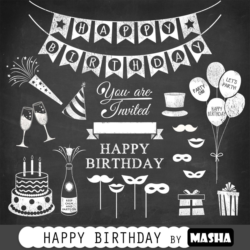 Birthday clipart: HAPPY BIRTHDAY CLIPART with | Etsy