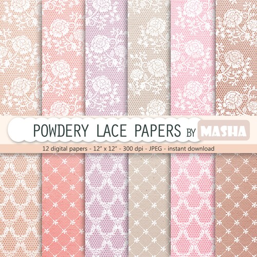 Lace Digital Paper powdery LACE Papers With Etsy