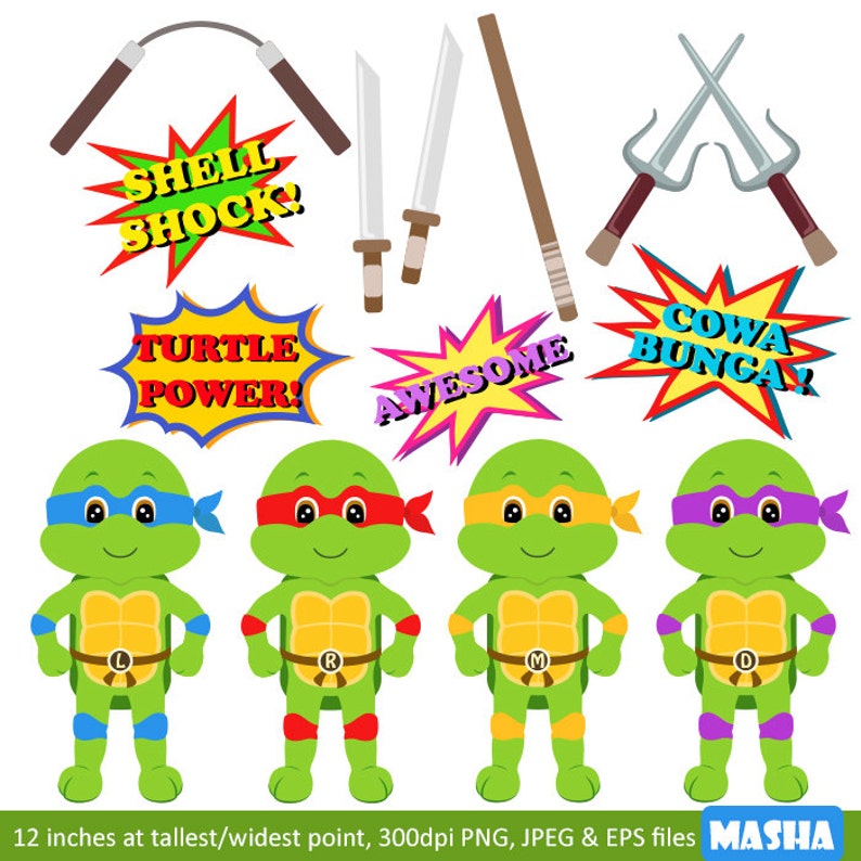 Download Ninja Turtle Clip Art: NINJA TURTLE CLIPART ninja | Etsy