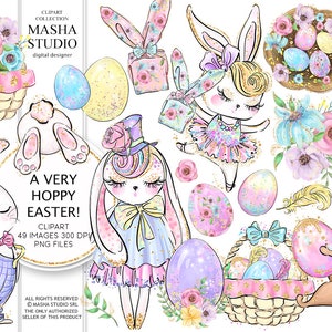 Clipart Pâques 2021, 49 images 300 dpi, Clipart lapin de Pâques, Clipart oeufs de Pâques, Clipart printemps, Clipart hérisson, Stickers planificateur de Pâques