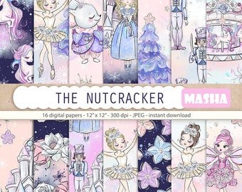 The Nutcracker Digital Papers Ballerina Digital Paper Pack Christmas Patterns Fairy Illustration Planner Stickers Digital Fabric Patterns