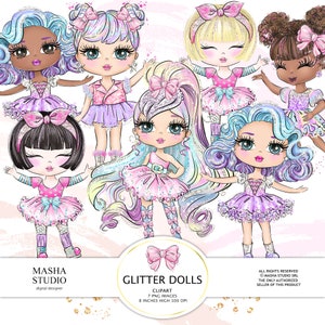 Glitter Dolls Clipart, Cute Dolls Clipart, Winter Dolls Clipart, Rainbow Dolls Clipart, Holographic Dolls, Planner Dolls, Planner Girls