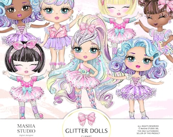 Glitter Dolls Clipart, Cute Dolls Clipart, Winter Dolls Clipart, Rainbow Dolls Clipart, Holographic Dolls, Planner Dolls, Planner Girls