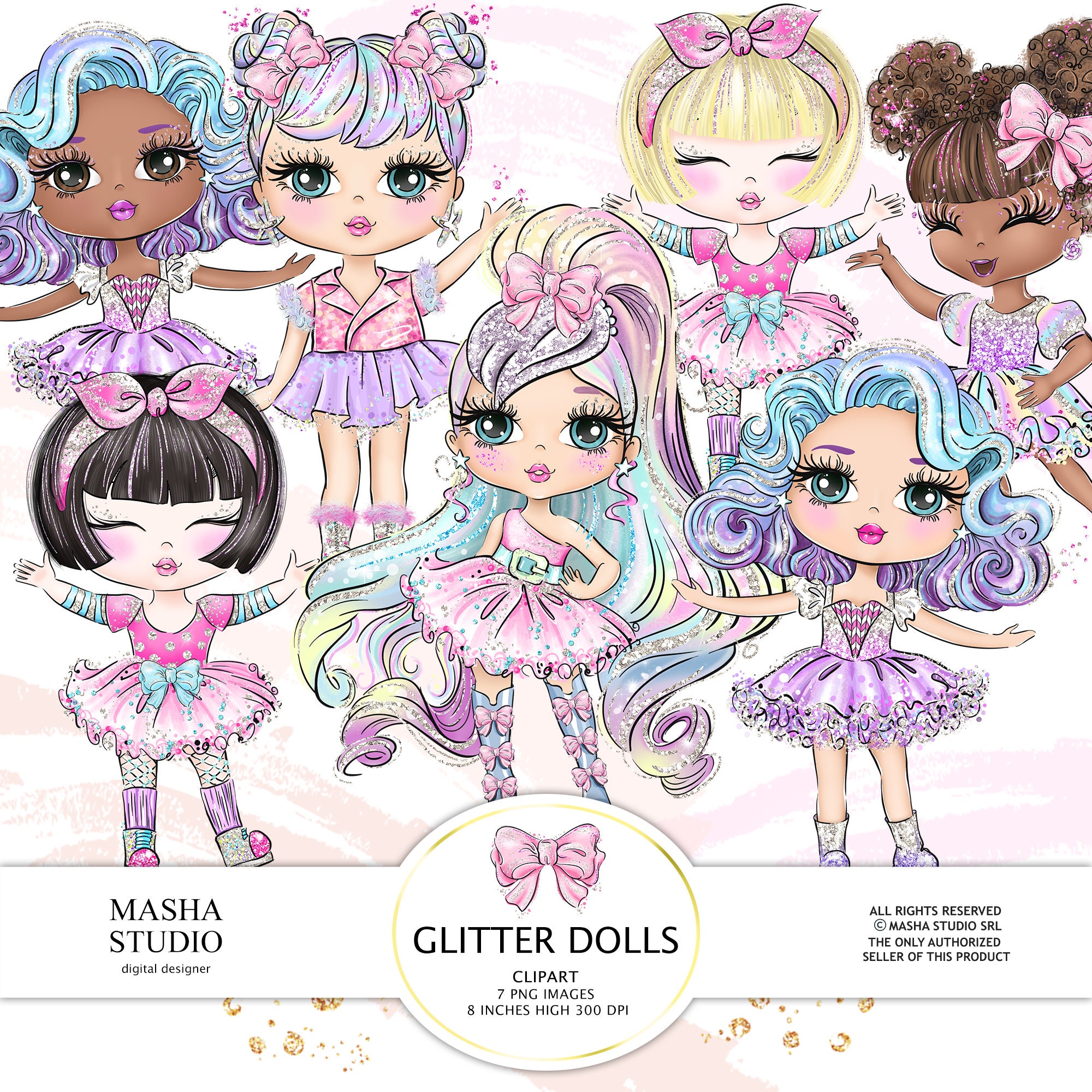 Buy Glitter Dolls Clipart Cute Dolls Clipart Winter Dolls