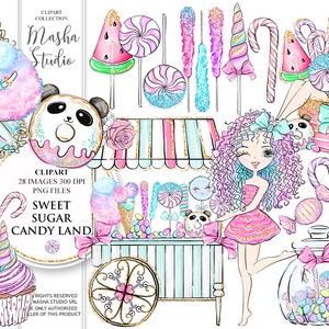 甘いシュガーキャンディランドのクリップアート 甘いクリップアート キャンディのクリップアート シュガーガールのクリップアート ロリポップのクリップアート ガムボールマシンのクリップアート 綿菓子のクリップアート