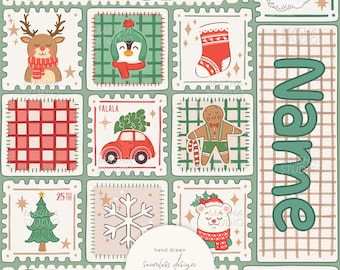 Custom Boy Name Christmas Seamless File by Masha Studio, Personalized Baby Name Digital Paper, Hand Drawn Christmas File (Digital Download)