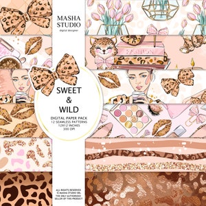 Leopard Digital paper, Leopard Print, Girl Boss Digital paper, Cheetah Digital Paper, Animal Print, Planner Digital Paper, Leopard Planner