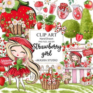 Clip Art di fragole, Clipart di ragazze fragole, Clipart di case di fragole, Fragole carine, Stand di fragole, Bordo di fragole