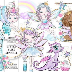 Fairy Clipart, Pixie Clipart, Castle Clipart, Cute Dragon Clipart, Swing Clipart, Fairytale Clipart, Rainbow Clipart, Fairy Illustration