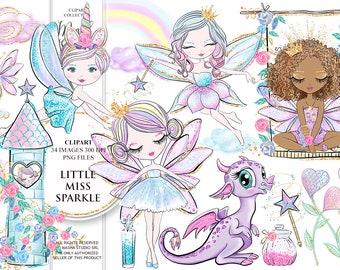 Fairy Clipart, Pixie Clipart, Castle Clipart, Cute Dragon Clipart, Swing Clipart, Fairytale Clipart, Rainbow Clipart, Fairy Illustration