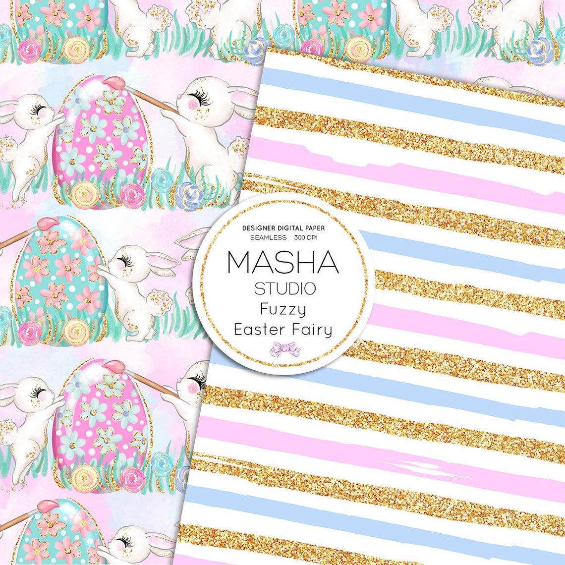 FUZZY EASTER FAIRY Digital Paper, Easter Digital Paper, Easter Pattern ...