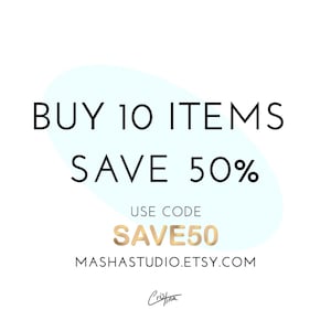 COUPON Buy 10 items and save 50% Use Code SAVE50