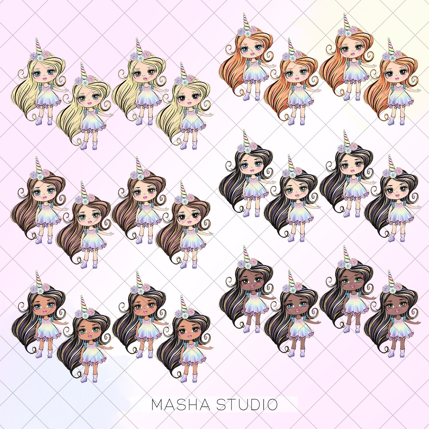 Unicorn Girl Clipart Unicorn Corn Clipart Unicorn Clipart Etsy