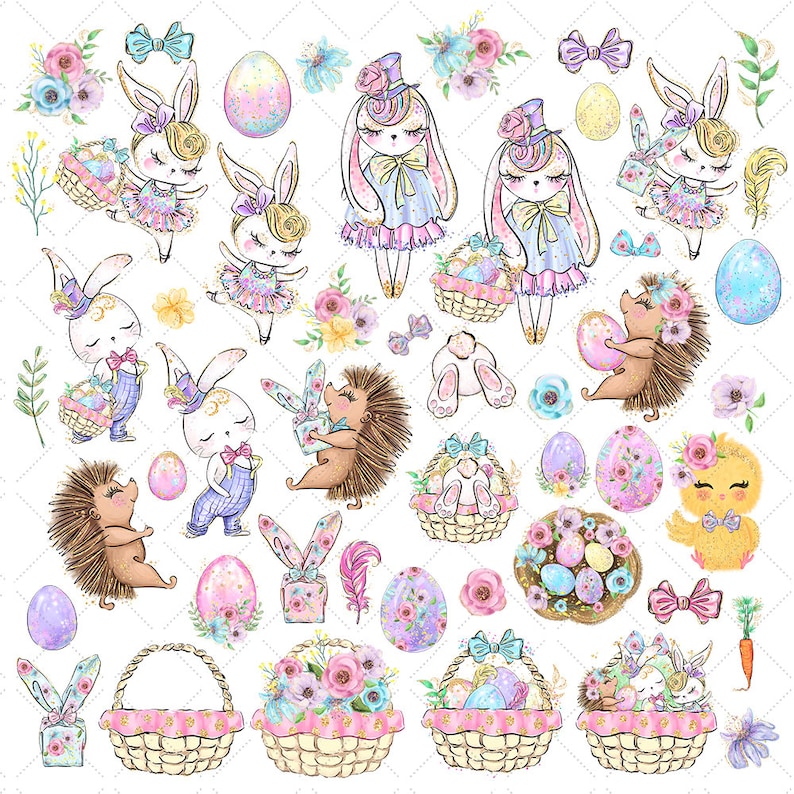 Easter Clipart 2021, 49 Images 300 Dpi, Easter Bunny Clipart, Easter ...