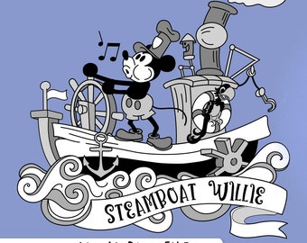 Archivo original Steamboat Willie SVG, Archivos editables, Steamboat Willie PNG, Masha Studio, Cartoon SVG, Archivo de corte fácil para Cricut, Sublimación