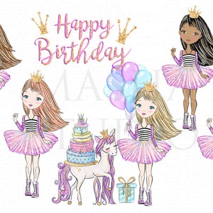 Birthday Clipart Princess Party Clipart Little Princess - Etsy